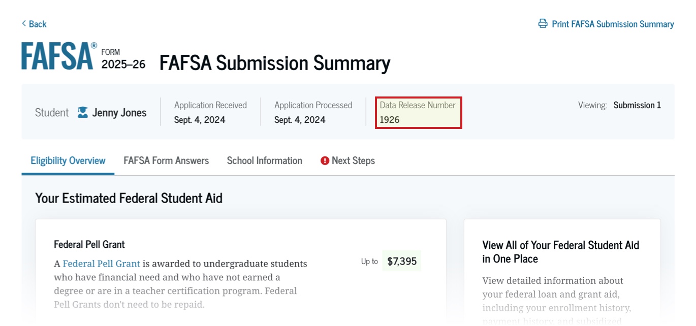 What is a Data Release Number? | Federal Student Aid